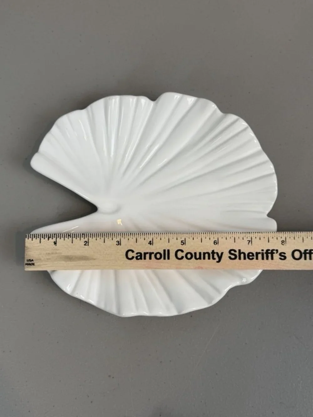 Ambiance Collections White Ceramic Ginkgo Leaf Plate Trinket Dish 8.5”